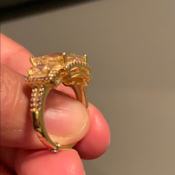 Savvy Cie 18K Gold Vermeil Radiant Cut 3Stone Ring - Picture 13 of 16